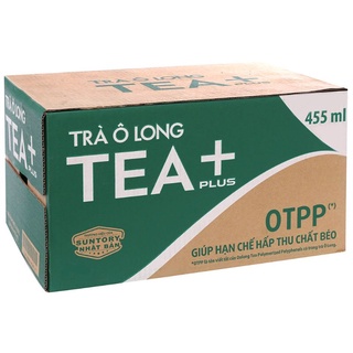 Now Ship - Thùng 24 chai trà ô long Tea+ Plus 455 ml