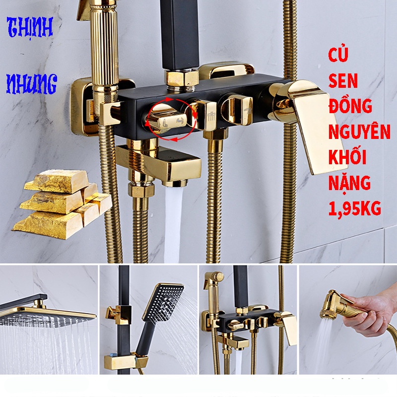 Bộ Sen Cây Tắm Đứng Nút Vặn Cao CấpCủ Sen Bằng Đ𝙤̂̀𝙣𝙜 𝙉𝙜𝙪𝙮𝙚̂𝙣 𝙆𝙝𝙤̂́𝙞Thân Inox Vuông Được Sơn Tĩnh Điện An ToànBH 12TH