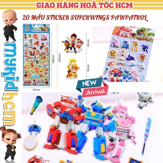 BỘ STICKER SUPERWINGS đội bay siêu đẳng và PAW PATROL đội chó cứu hộ JETT DIZZY ZOEY RAIDER MARSHALL SKYE RUBBLE CHASE