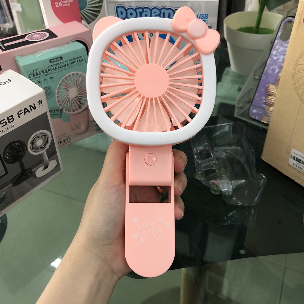 Quạt gập Mini Fan V60 cầm tay có đèn sáng tích điện dung lượng 500mAh