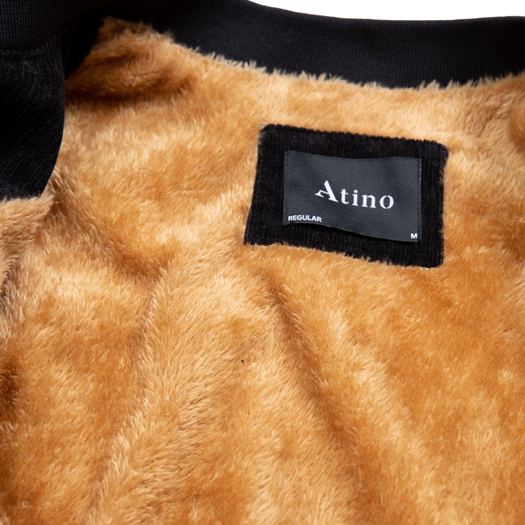 Áo Khoác Bomber Nam BONUT ATINO Vải Nhung Tăm Lót Lông Cừu Cao Cấp Ấm Áp Form Regular AD0302