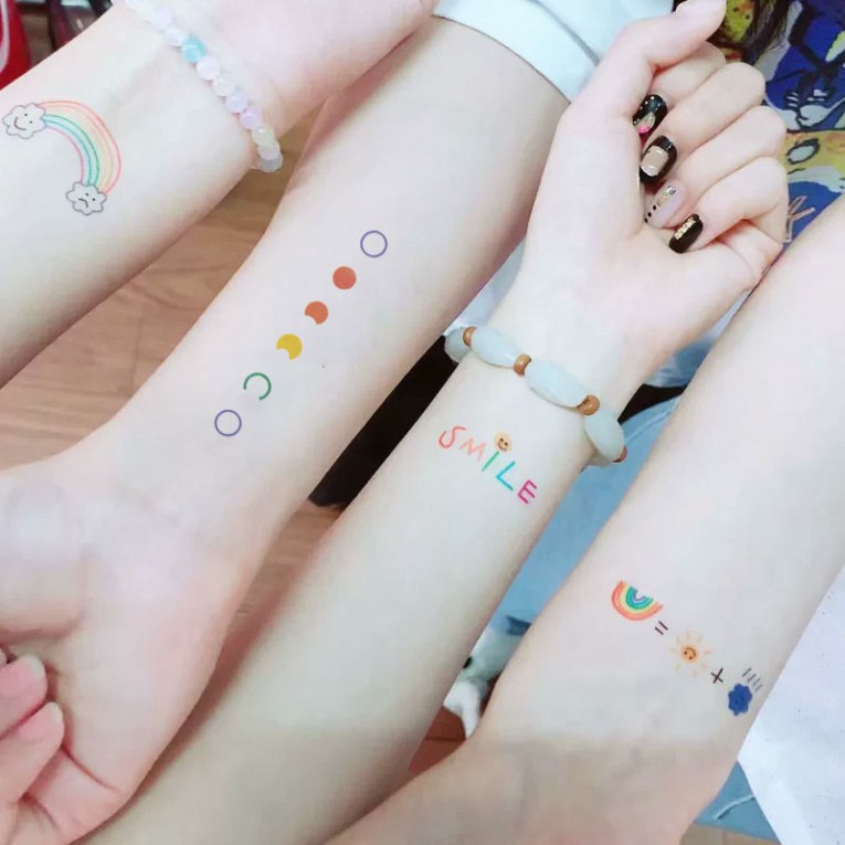 Combo 30 Tấm Hình Xăm Dán Mini Emoji Cảm Xúc - Flash Tattoo Phong Cách Hàn Quốc Cực Cá Tính