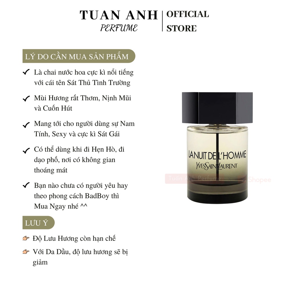 Nước hoa nam chính hãng YSL La Nuit De L Homme cao cấp TUANANHPERFUME