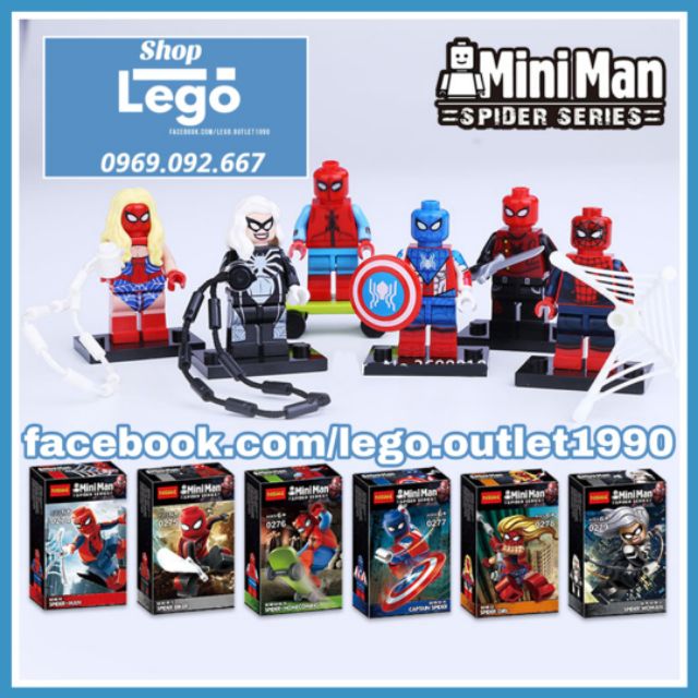 Xếp hình Spider-man : Far For Home Captain Spider HomeComing Woman Spidergirl Lego Minifigures Decool 0274 0279