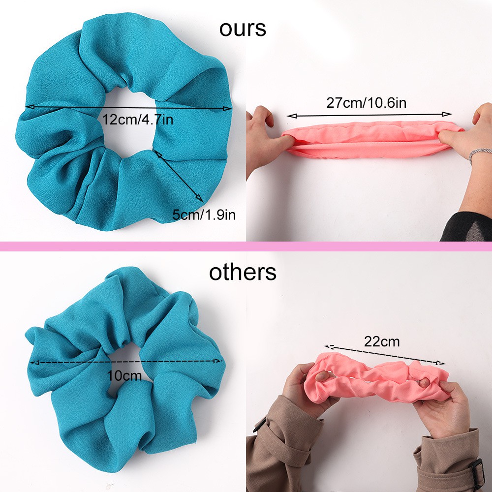 Scrunchies vải chiffon, dây buộc tóc nhiều màu thanh lịch