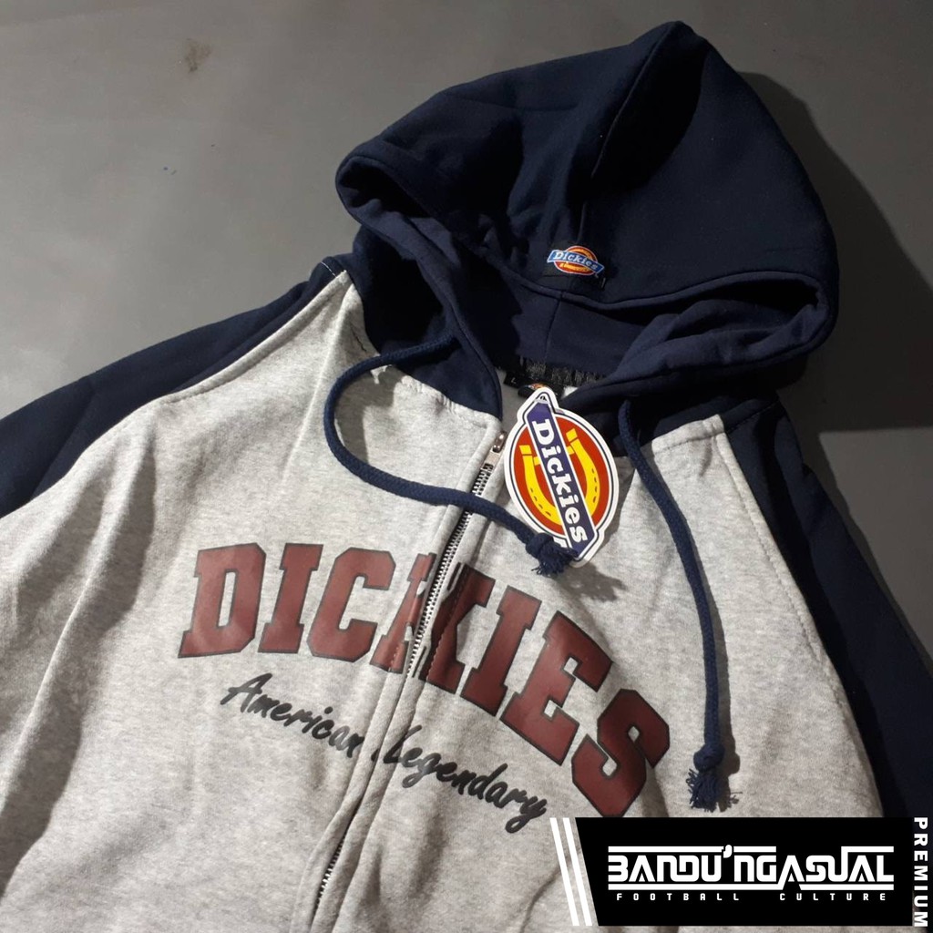 Áo Thun Dickies Màu Xám Phối Khóa Kéo Phong Cách Mỹ Cá Tính