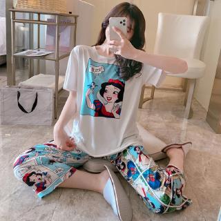 Bộ Đồ Ngủ Pijama Ngắn Tay In Hình Chuột Mickey Cho Nữ