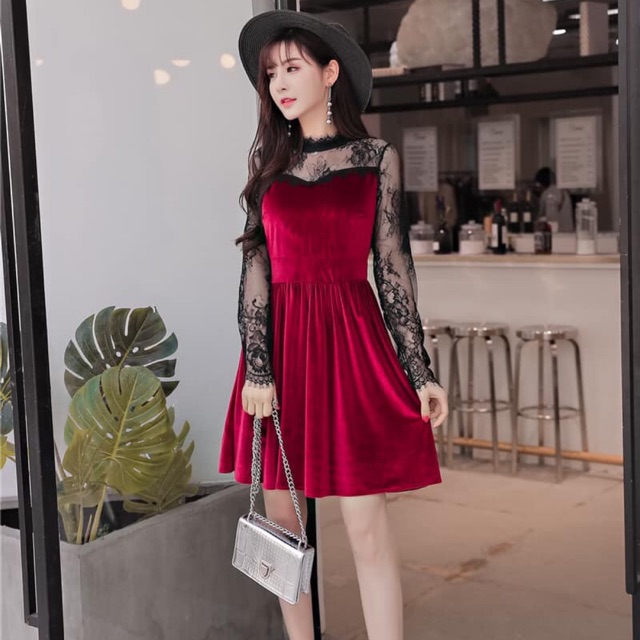 Váy nhung ren