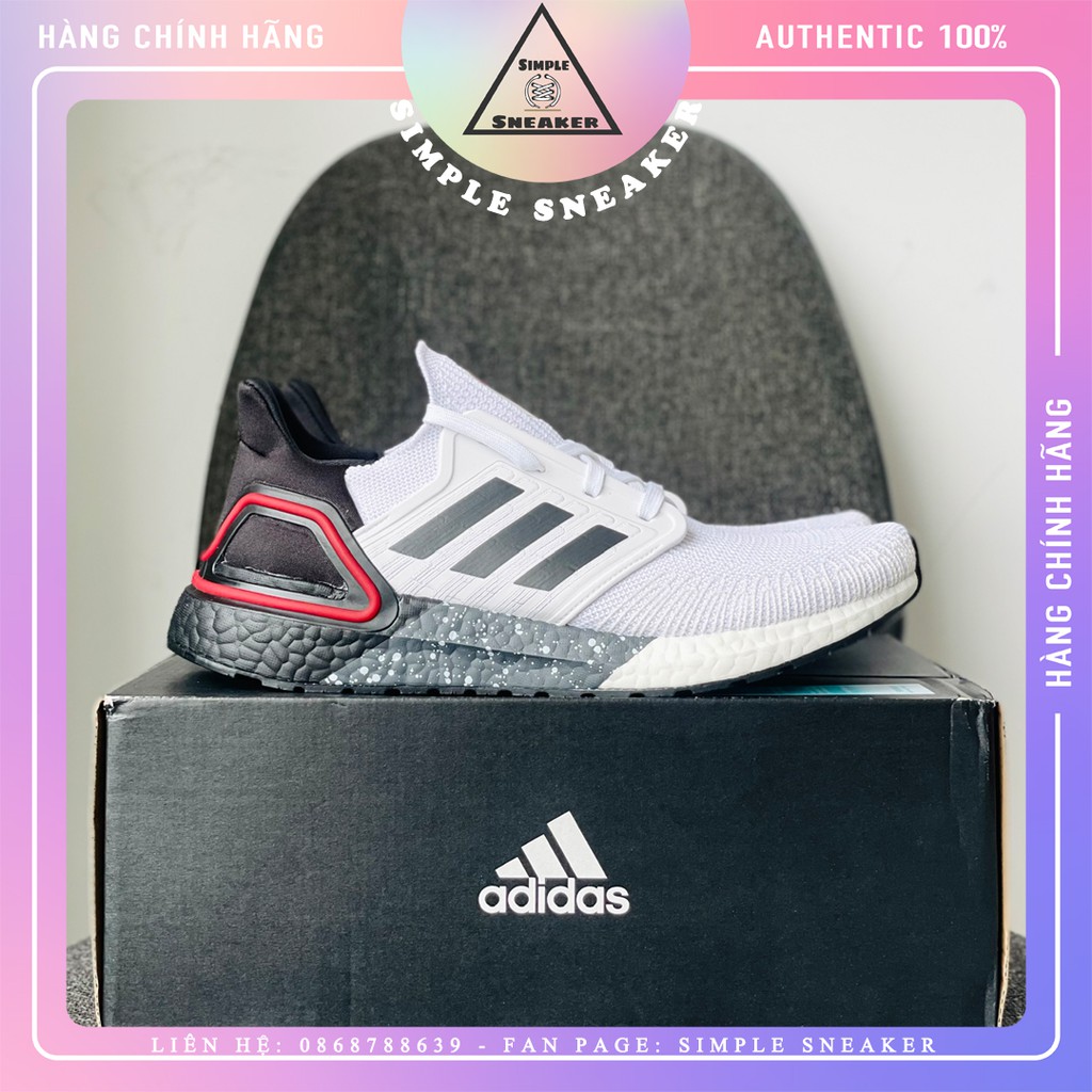 Giày Sneaker Adidas 🔴FREESHIP🔴Adidas Ultraboost 20 Cloud White Black Chính Hãng - Giày Chạy Chuẩn Auth Tốt Nhất Thế Giới