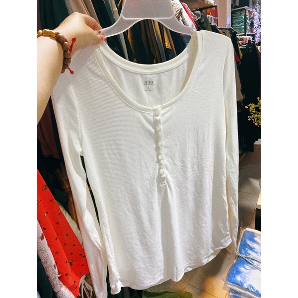 Áo thun gân henley ana bigsize tay dài