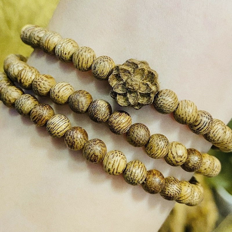 FULL BOX Vòng Tay Trầm Hương Mix Sen 108 Hạt Chuỗi Trầm Hương Cao Cấp Dây Chuyền Phật Tử