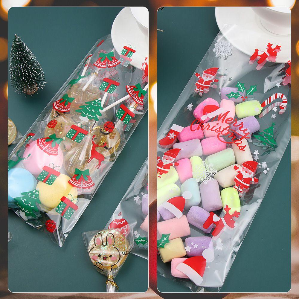 Set 100 Túi Đựng Kẹo Dây Rút In Họa Tiết Hoạt Hình Giáng Sinh