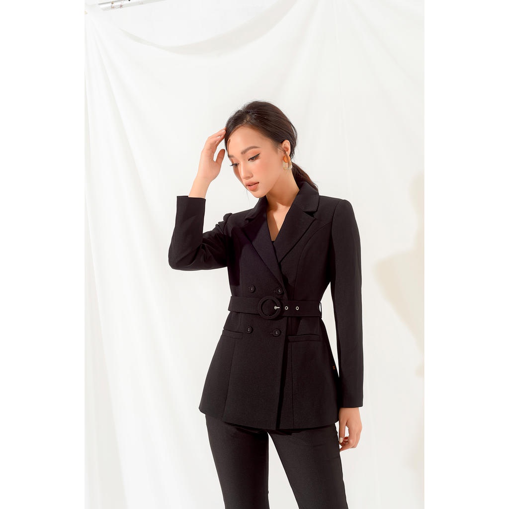 Áo Vest Cổ Bẻ Đính cúc kèm đai MMOutfit V0820153