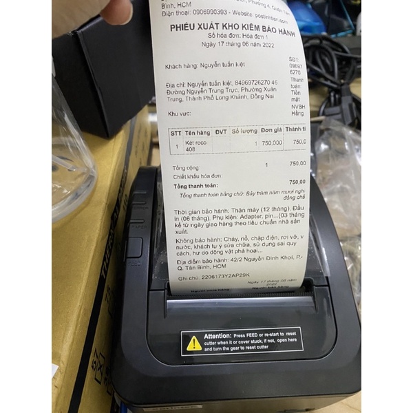 Máy in bill Xprinter XP K200L USB/ USB + LAN In Từ Máy Tính/LapTop + Điện Thoại qua cổng LAN