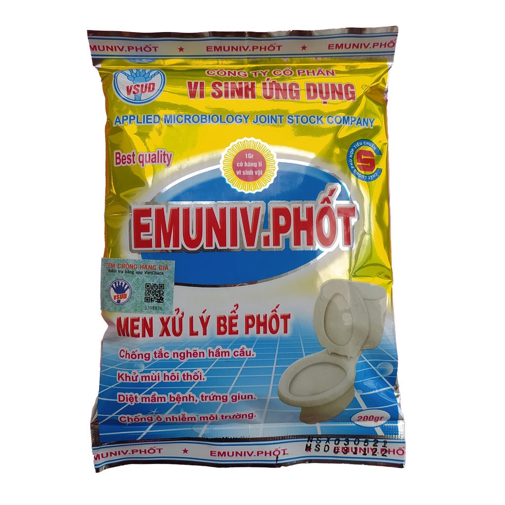EMUNIV.Phốt - Men xử lý bể phốt sinh học (Gói 200g)