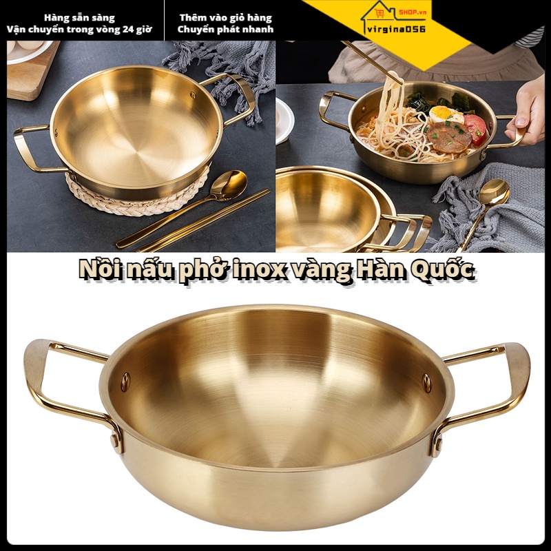 💯Có thể bán buôn😁 Nồi ramen vàng Hàn Quốc mì bằng thép không gỉ nấu phở di động cho hộ gia đình 💖Hàng giao ngay💖Virgina056