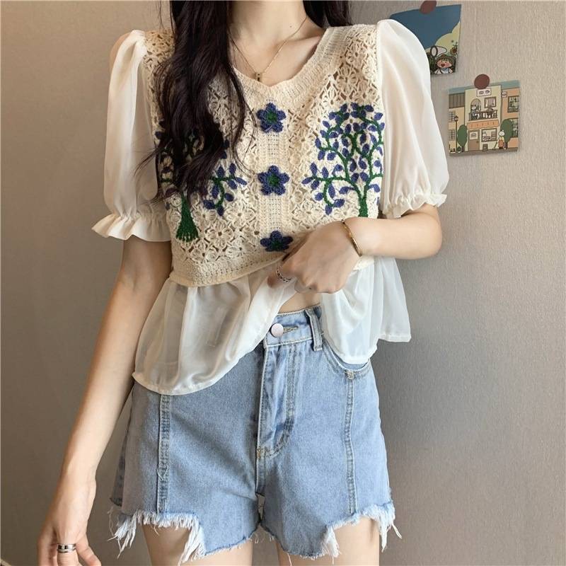 Áo Sơ Mi Chiffon Chống Nắng Dáng Rộng Thêu Họa Tiết Thời Trang Mùa Hè Cho Nữ