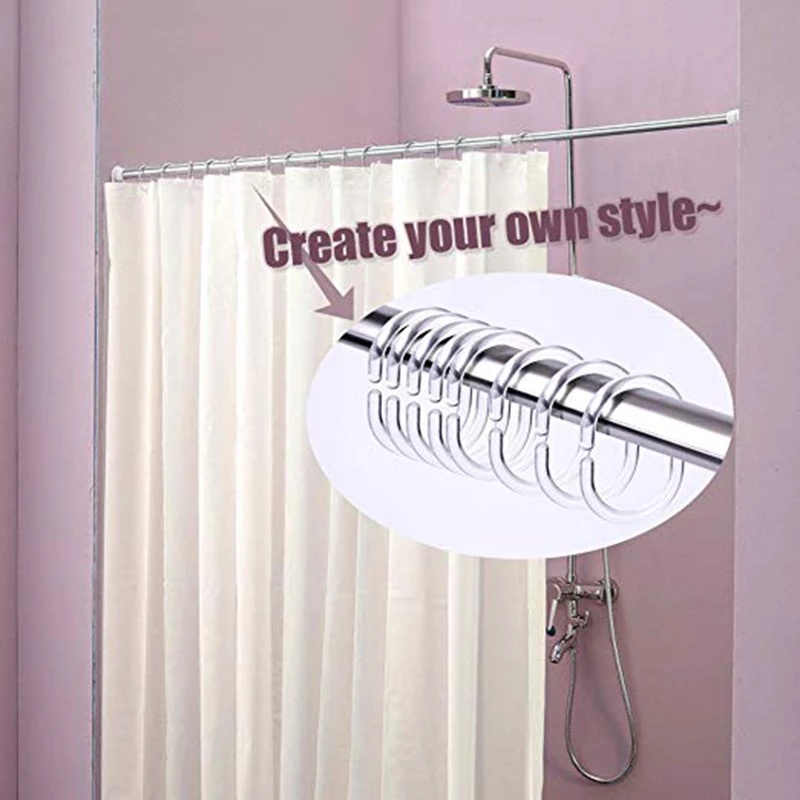 Set 12 Móc Chữ C Trong Suốt Treo Rèm Cửa Tiện Dụng Cho Nhà Tắm