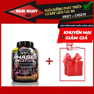 Whey và Casein hỗ trợ Tăng Cơ Bắp trải dài 8h – Phase 8 4.6lbs (~2.1kg) – Vị Chocolate.