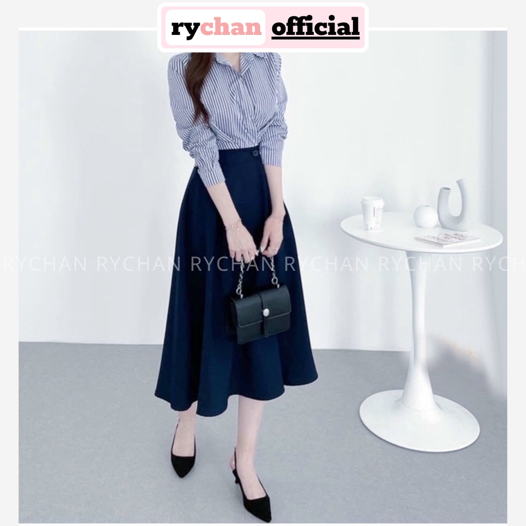 Đầm Nữ Chuẩn Công Sở Phối Sơ Mi Kèm Váy Đính Nút Cực Thanh Lịch Màu Xanh [ẢNH THẬT CUỐI] - DX9931