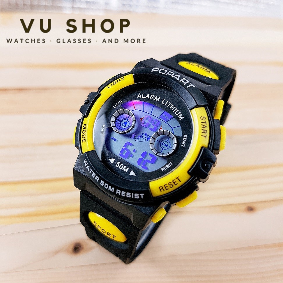 ĐỒNG HỒ BÉ GÁI POPART ĐIỆN TỬ ĐÈN LED ĐỔI MÀU - VÀNG, XANH | BigBuy360 - bigbuy360.vn