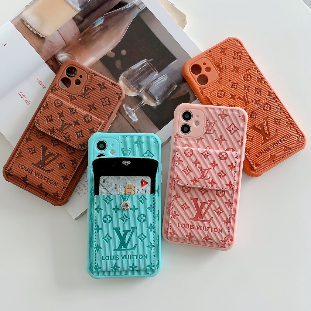 Túi Đựng Thẻ Da Dành Cho iphone 15 14 13 Pro Max 11 12 Pro Max X XR XS Max 7 8 14 15 Plus Thiết Kế Chân Đế Thời Trang Bảo Vệ Ống Kính Bảo Vệ Toàn Diện