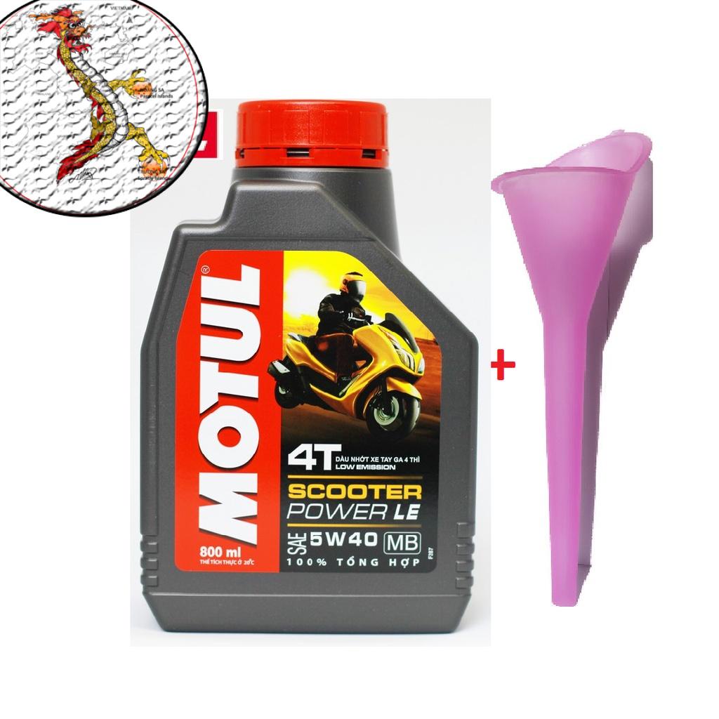 [Nhớt+Phễu] Nhớt Xe Tay Ga MOTUL SCOOTER POWER LE 5W40 chai 800ml, nhớt xe ga Motul vàng cao cấp 5W40-DauNhot_PhuGia