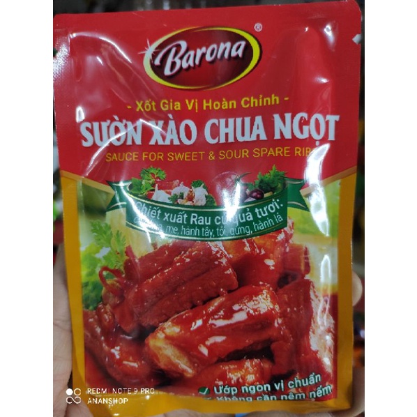 Xốt sườn xào chua ngọt Barona gói 80g