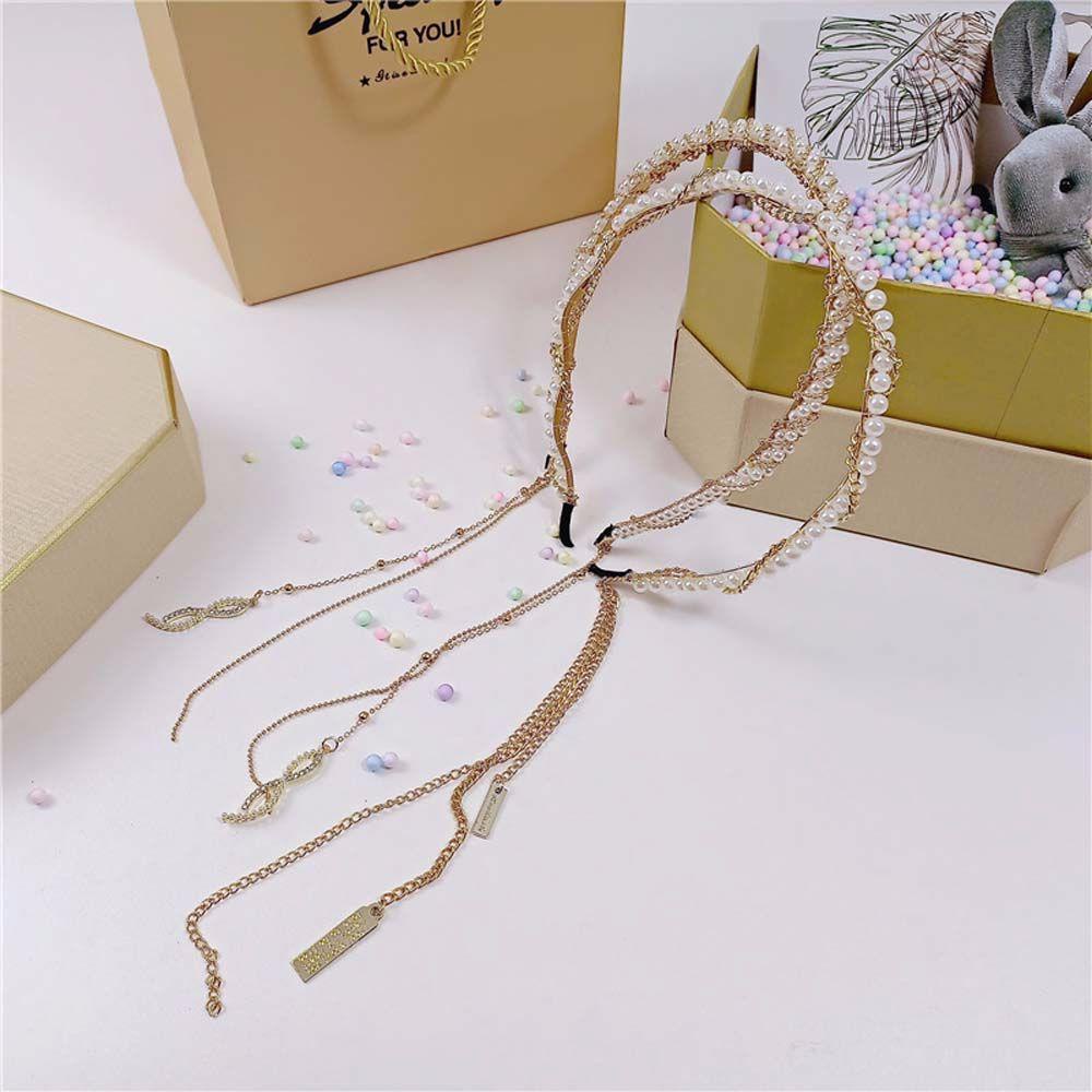 QQMALL Băng Đô Cài Tóc Dây Xích Kim Loại Đơn Giản Dễ Thương Cho Nữ