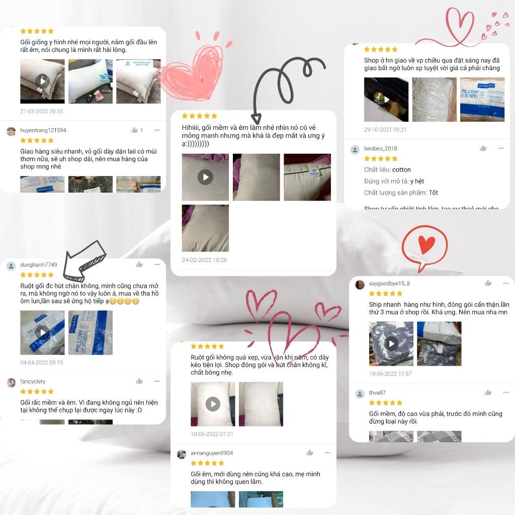 Ruột gối hilton cao cấp ép hơi 45x65 cm, gối nằm ngủ người lớn thấp bông mềm 1 đôi Dreamhome