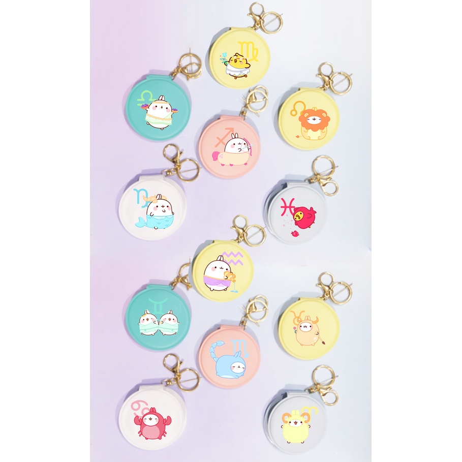 Gương 12 cung hoàng đạo 2 mặt GIK33 móc khoá in hình hoạt hình cute dễ thương thần tượng idol