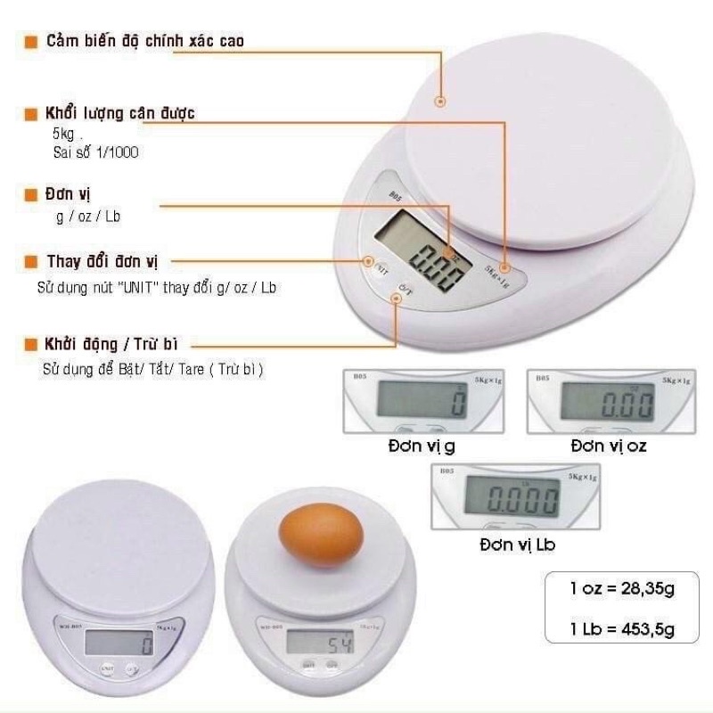 CÂN ĐIỆN TỬ ELECTRONIC KITCHEN B05 5KG