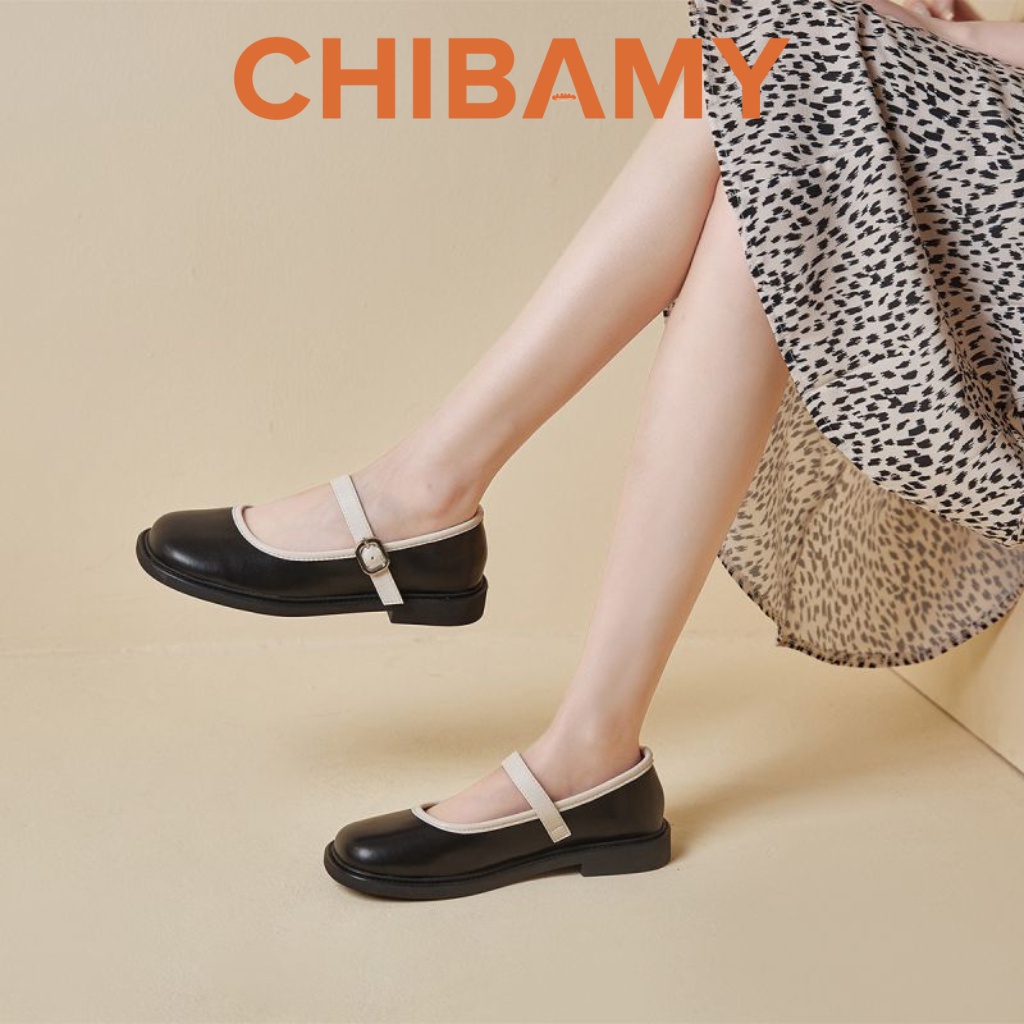 Giày búp bê nữ Viền Basic CHIBAMY đế bằng, chất da mềm, giày lolita phong cách cổ điển