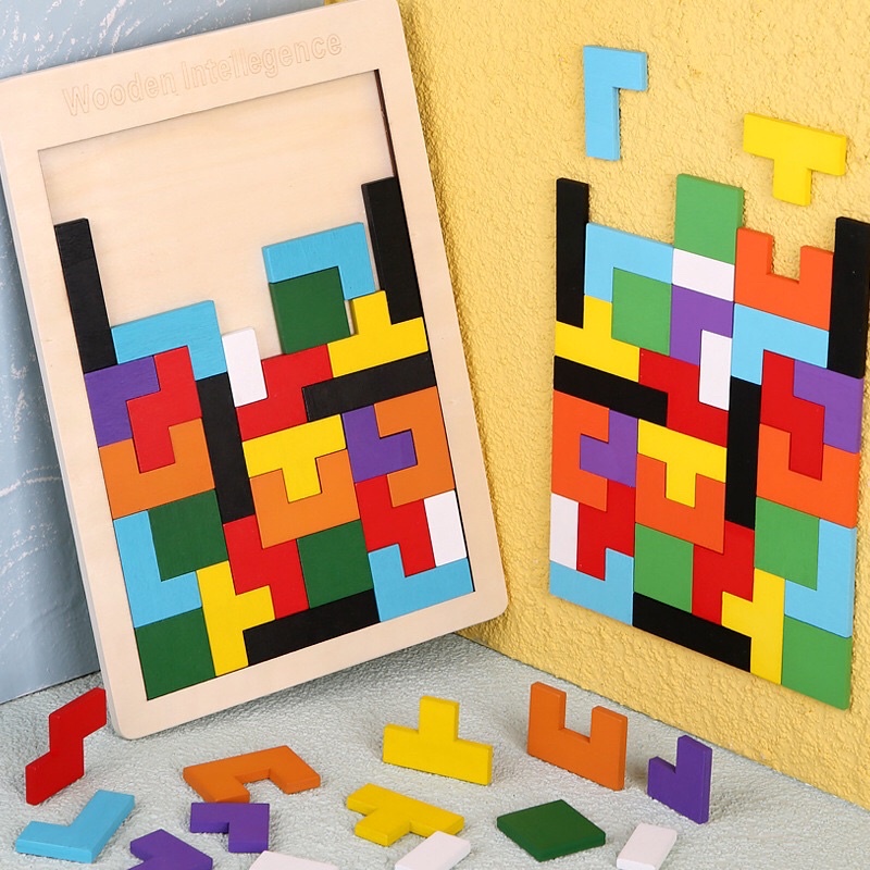 Combo TETRIS Xếp gạch và TRÍ UẨN tangram - Đồ chơi trí tuệ size đại hàng chuẩn cho bé