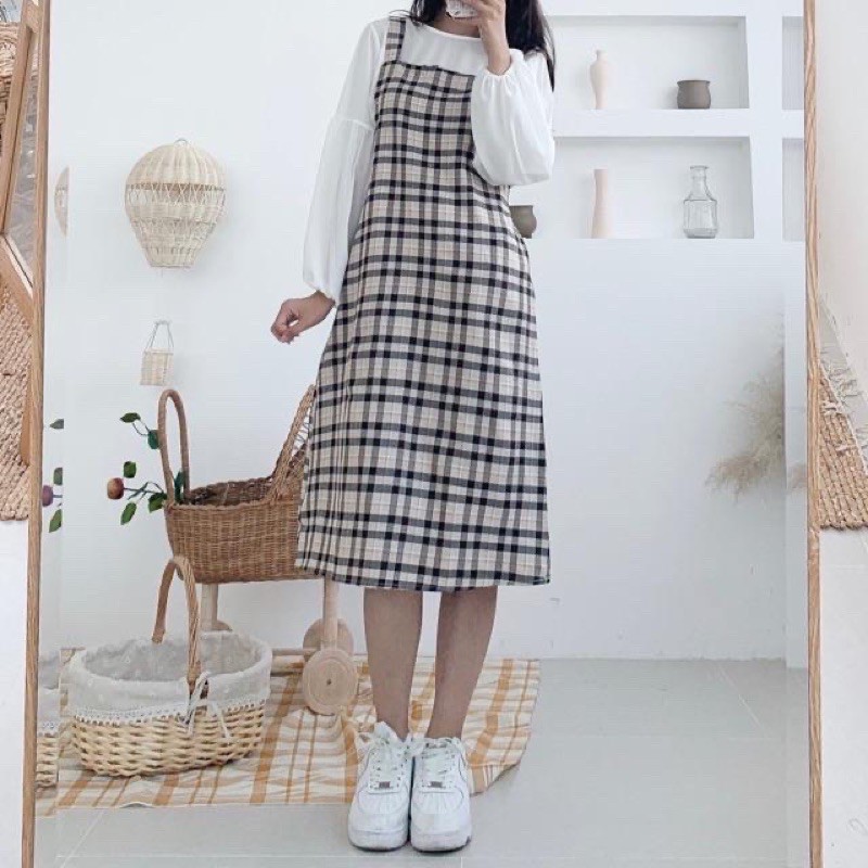 [Rẻ Vô Địch] Sét Yếm Kẻ Caro( Ảnh Thật Shop Chụp)