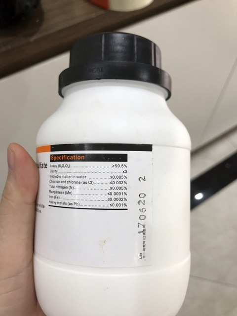 Hóa chất K2S2O8 Kali persulfat Xylong lọ 500g CAS 7727-21-1