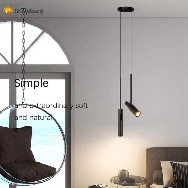 Đèn Treo Trang Trí Màu Đen Thiết Kế Tối Giản Phong Cách Bắc Âu Có Thể Điều Chỉnh Góc