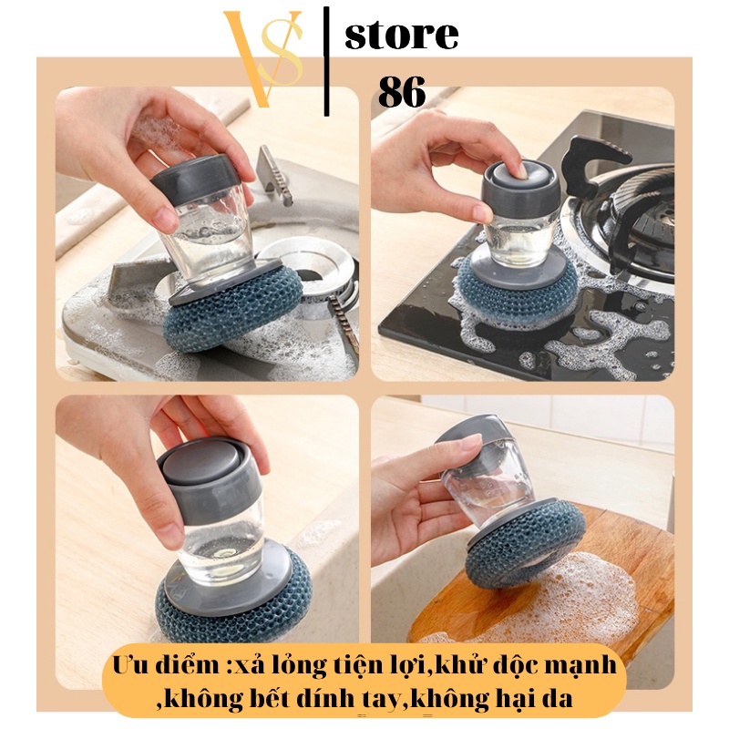 Dụng Cụ Cọ Rửa Đa Năng Cọ Bếp, Cọ Eửa Bát Đĩa Có Bình Chứa Tiện Lợi Cực HOT