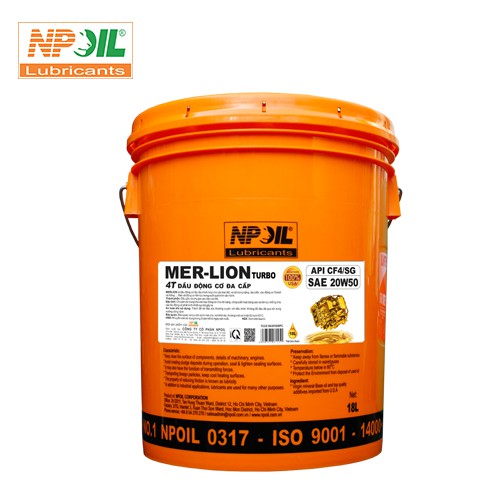 Dầu động cơ cao cấp MER-LION 15W40/20W50 xô/can 18L chuyên dành cho xe tải, tàu thuyền