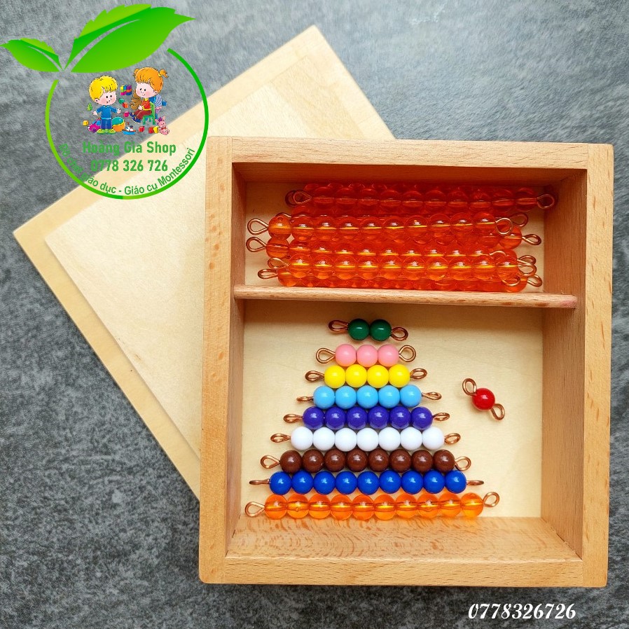 Dây cườm màu chơi với bảng hàng chục Montessori (Bead Bars for Teen Board with Box B)