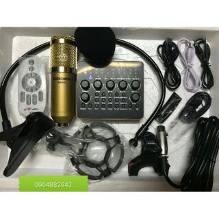 Combo livetream thu âm micro bm 900. sound card v10
