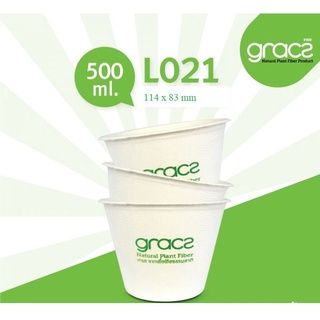 10 Hộp có nắp bã mía Thái Lan 500ml (trắng) - thương hiệu Gracz