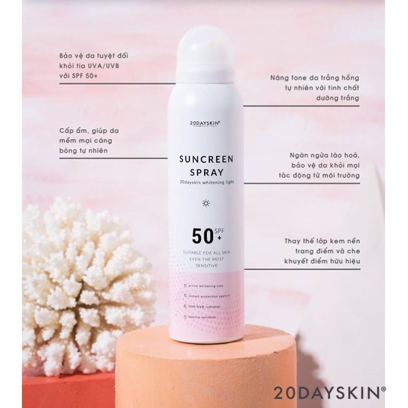 (date 2024 ) xịt chống nắng 20dayskin chính hãng trợ giá