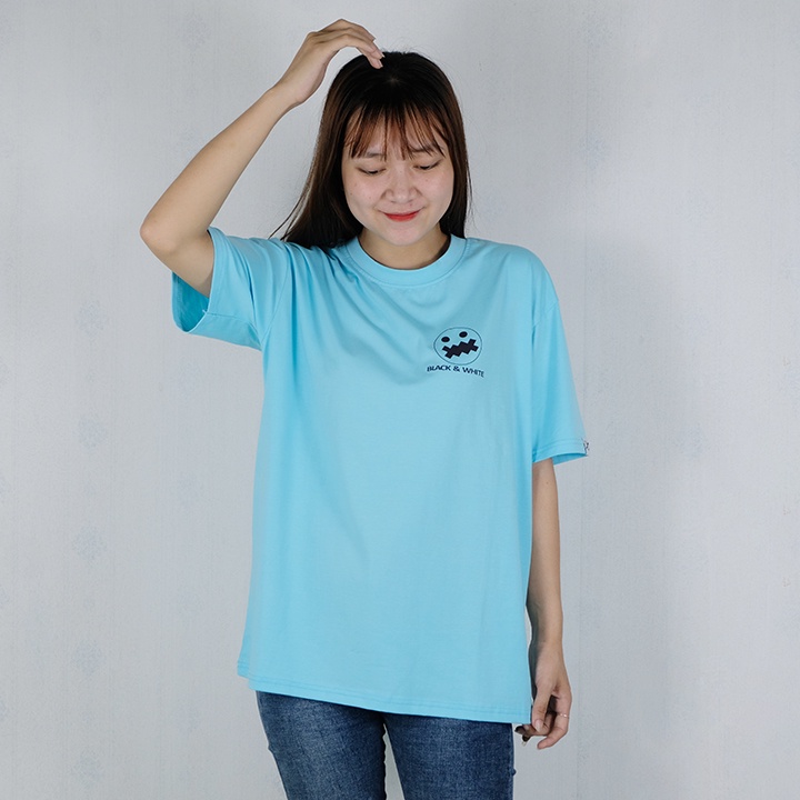 Áo thun unisex X WEAR tay lỡ chất liệu cotton thiết kế mặt cười khóa miệng co giãn 4 chiều TBSA03