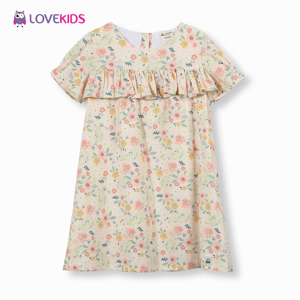 Váy BG hoa nhí màu kem bèo ngực LKG20DR010 - Lovekids