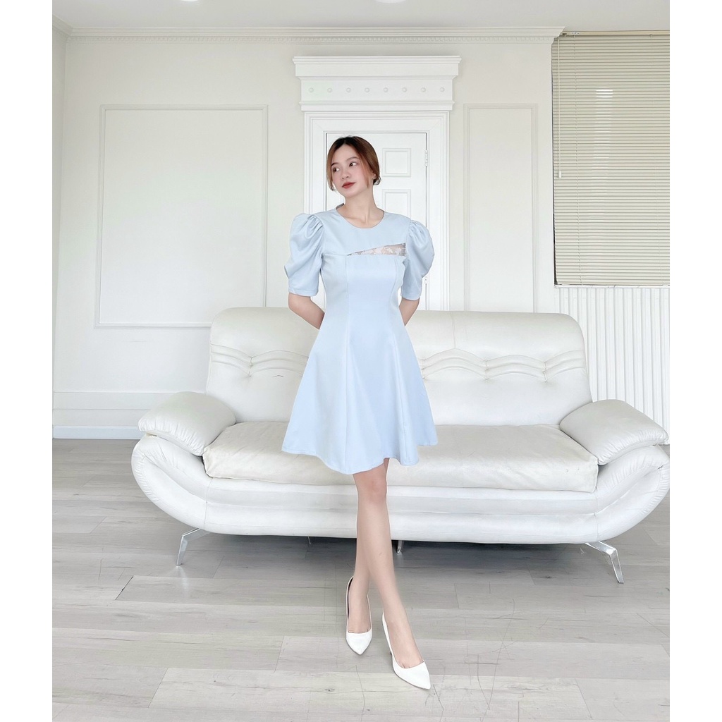 Đầm xoè phối voan, hàng may xịn xò 2 lớp, có size SML