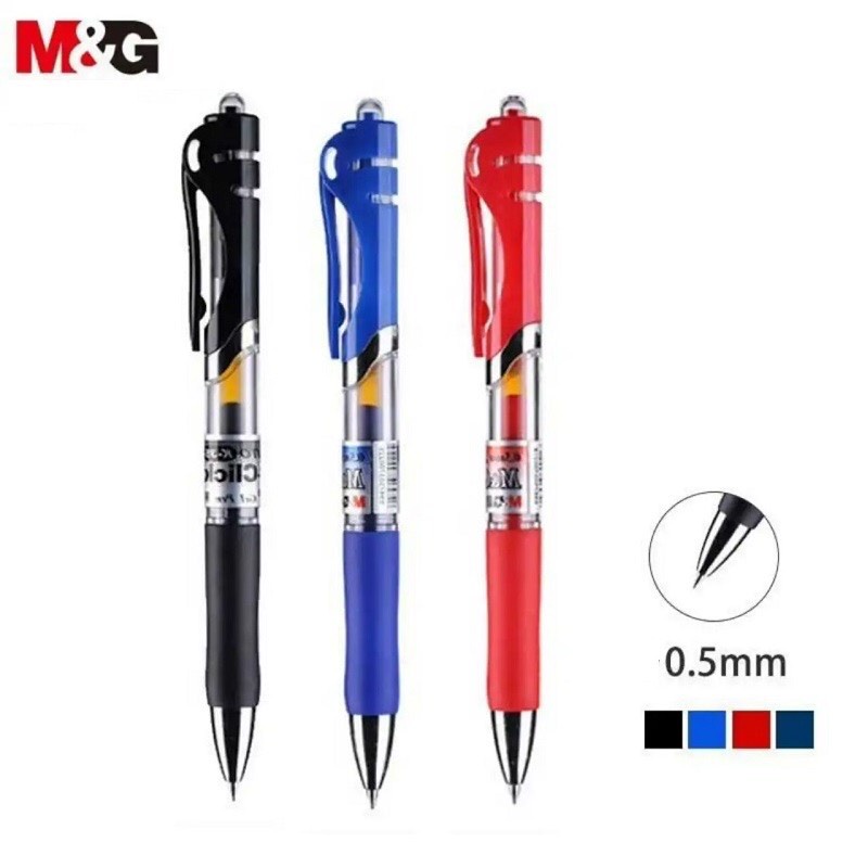 Bút gel bấm K35 / Bút bi nước K35 / Bút viết chữ Hán M&G - K35, Ngòi siêu bền, đều nét