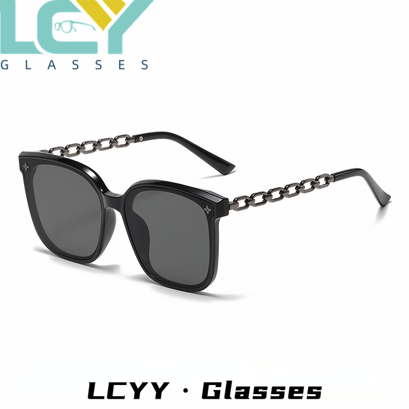 Kính Mát Gọng Lớn Phối Dây Xích Phong Cách Âu Mỹ Thời Trang Cho Nữ LCYY2022 / 2302