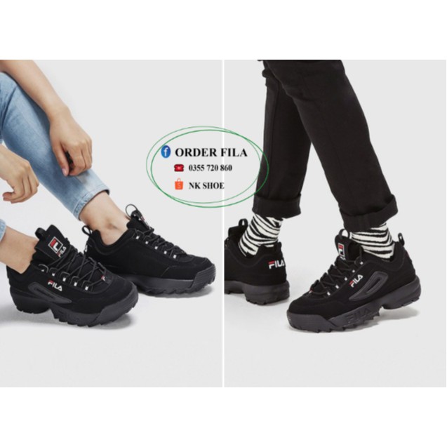 Giày Sneaker Thể Thao Nam Nữ FILA DISRUPTOR II Đen chính hãng 100%