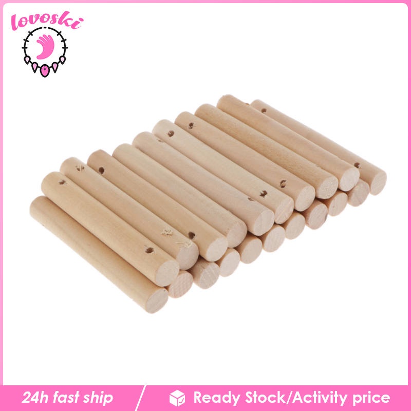 [Lovoski] Set 20 Que Gỗ Tròn Tự Nhiên Làm Mô Hình Thủ Công Có Đục Lỗ